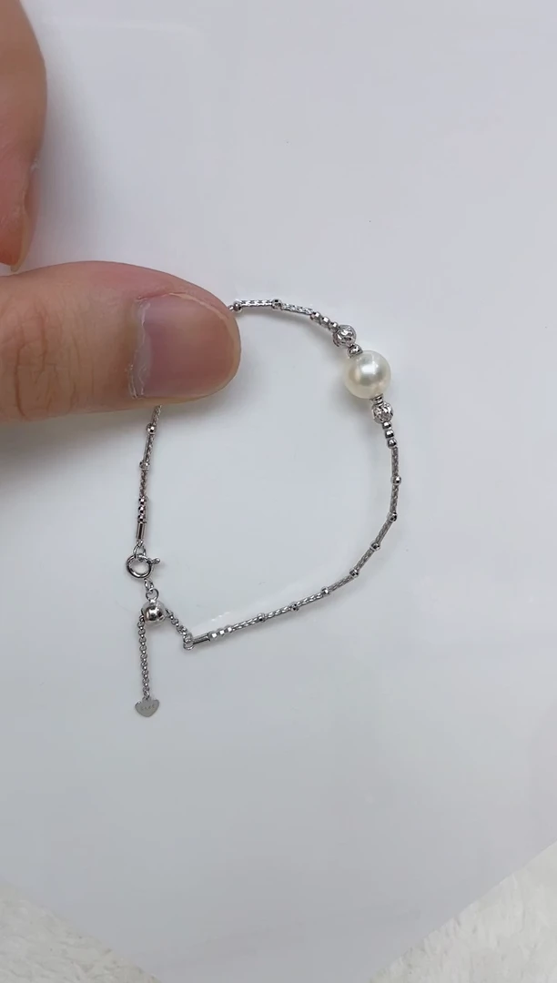 银S925镶嵌海水珍珠手链