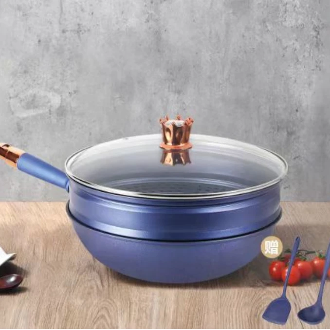 皇冠雅致双层带盖蒸炒锅