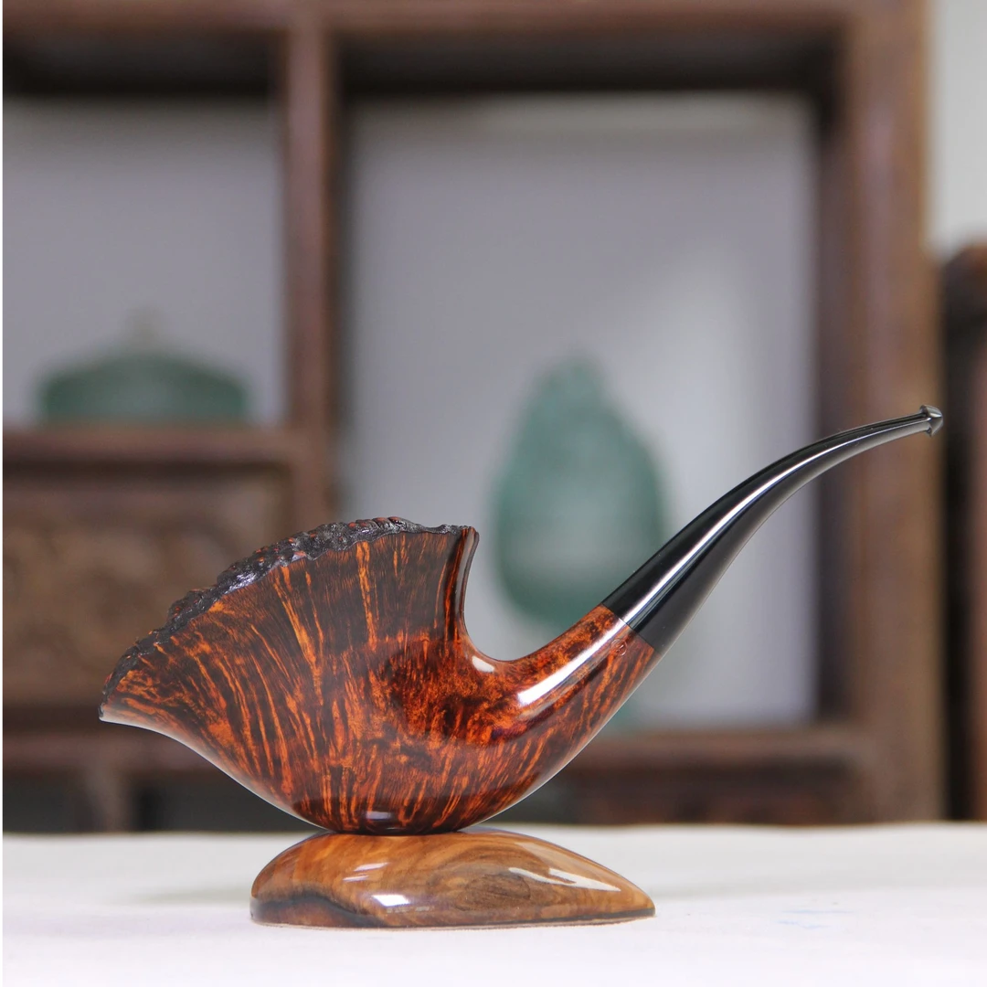 总裁斗自然瘤皮石楠木手工烟斗满满火焰纹（细节见直播间/找客服）