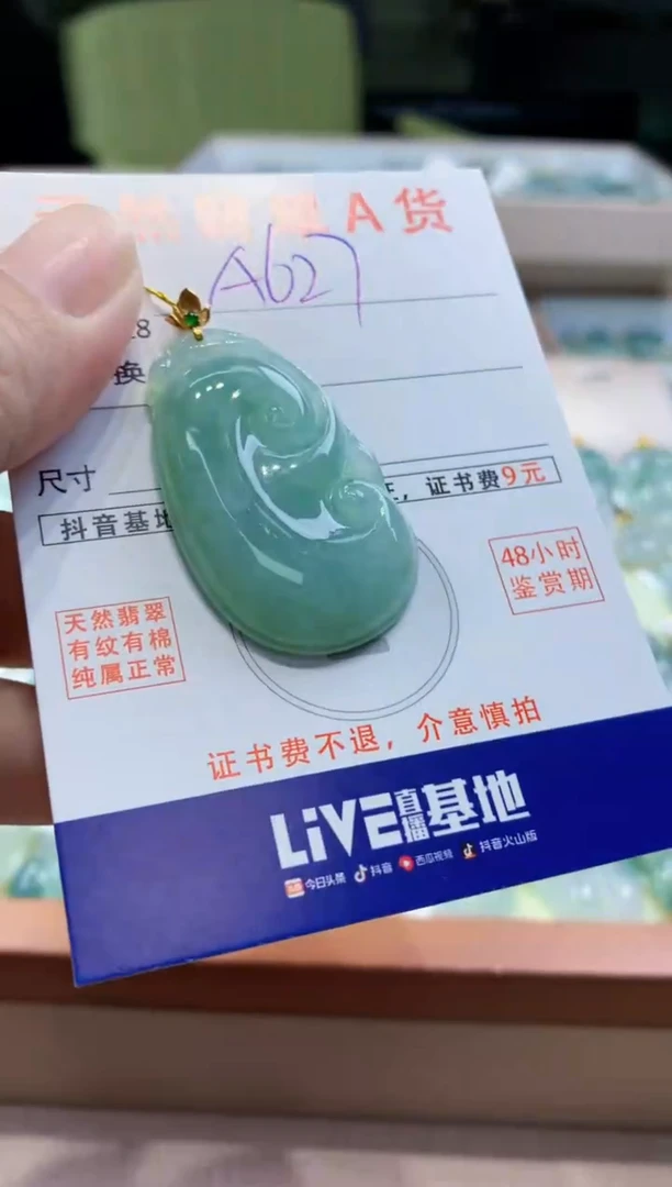 颈饰18K金镶嵌翡翠天然缅甸a货翡翠