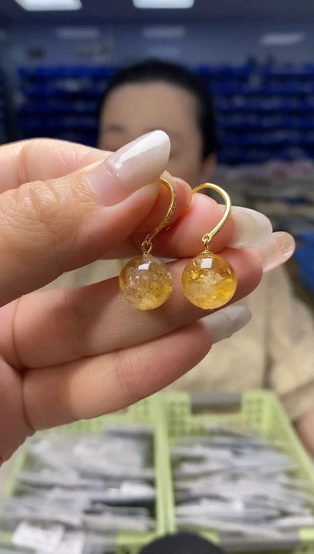 水晶耳饰银S925镶嵌K2517