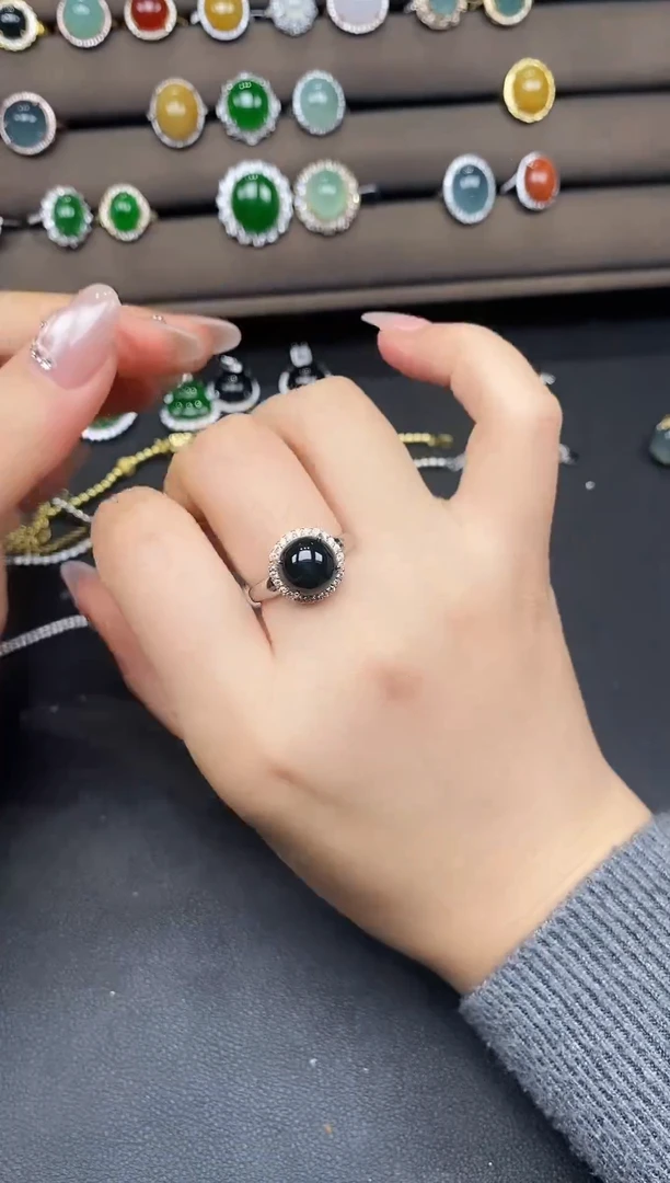 银S925镶嵌戒指翡翠3538