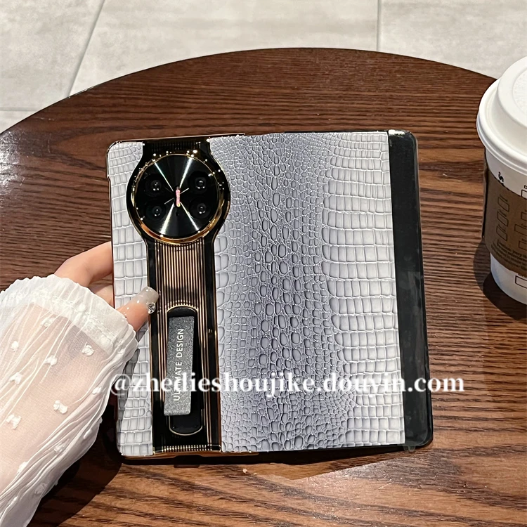 适用华为matex5折叠屏手机壳x6高级真皮鳄鱼纹保时捷全包翻盖皮套
