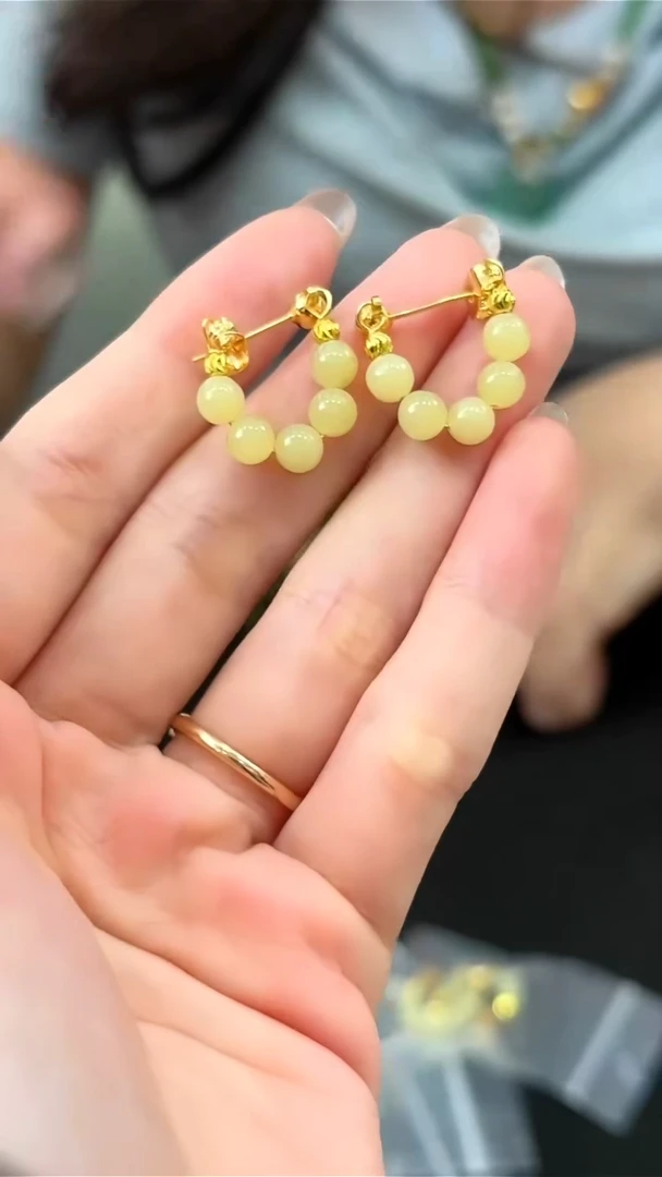 和田玉合金耳饰耳包