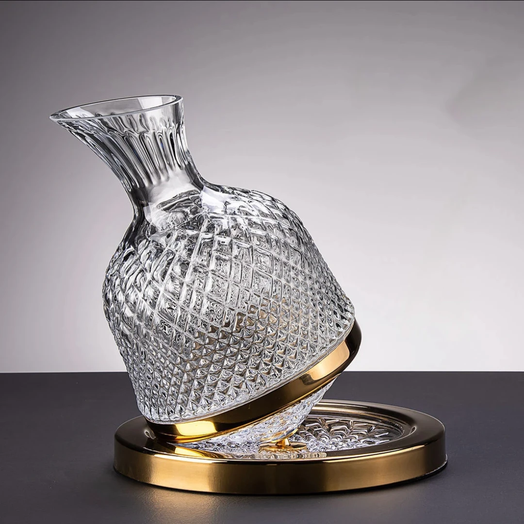 金色不倒翁醒快速醒酒器家用旋转水晶玻璃陀螺醒酒器高档醒酒神器