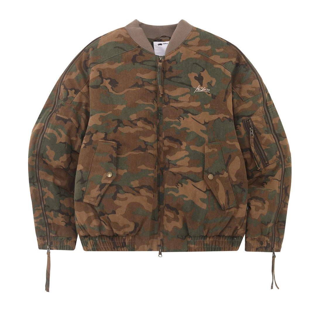 F426国潮冬季情侣保暖复古高街迷彩夹克羽绒服WCWYRF24AW-0007