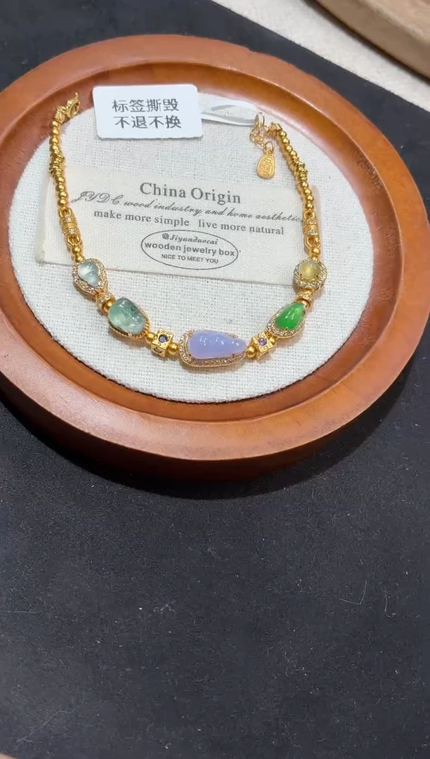 吊坠(不含链)银S925镶嵌翡翠手链
