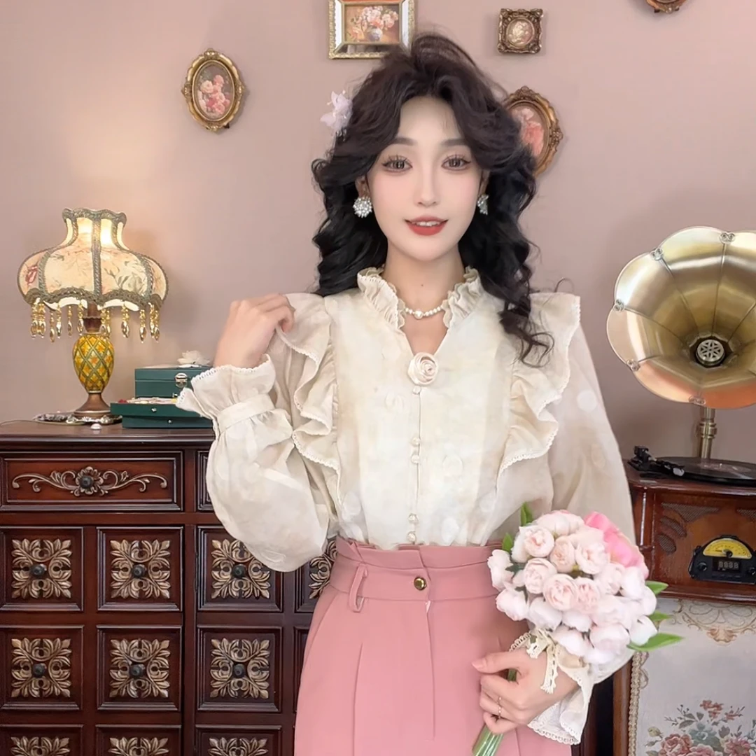 美丽【桂馥兰香】港味复古显瘦气质设计感上衣31714