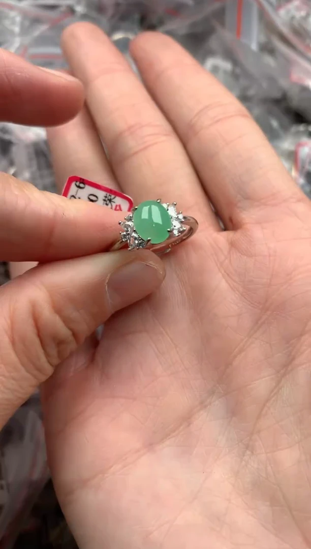 银S925镶嵌戒指翡翠444----2