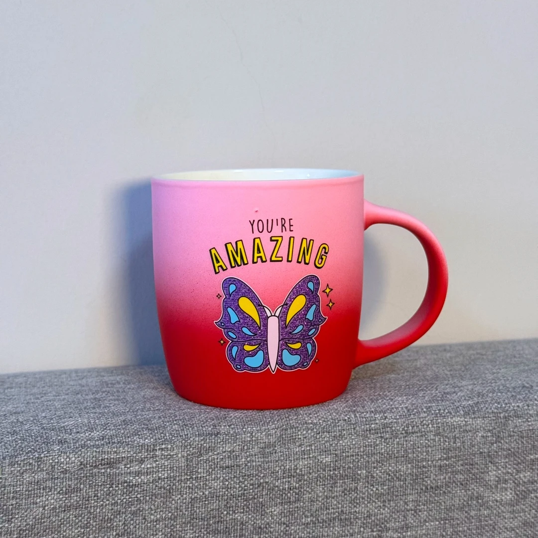 粉红渐变色马克杯水杯陶瓷杯