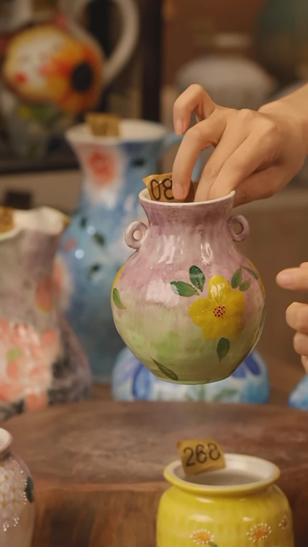 陶瓷081景德镇设计师手作花器摆件侘寂风