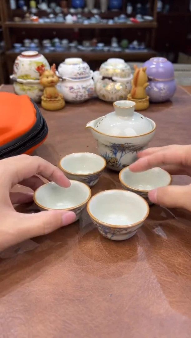 真的很便宜超好看会开片的旅行茶具