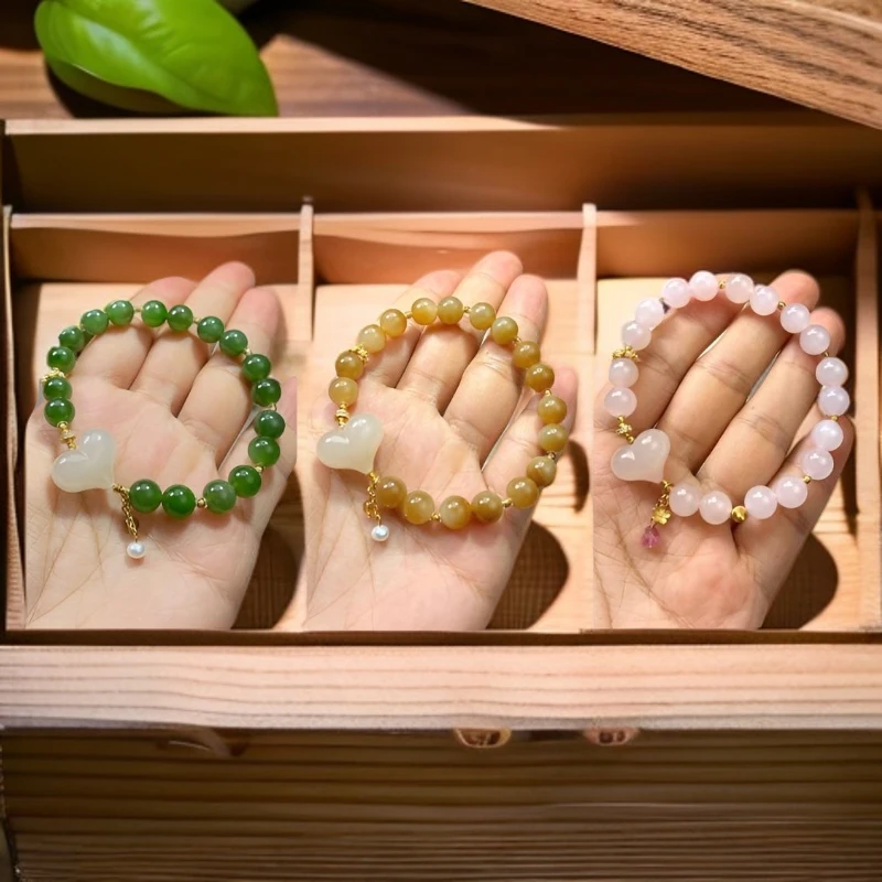 和田玉 藕粉皮桃 搭配女生手工气质轻奢时尚百搭手串