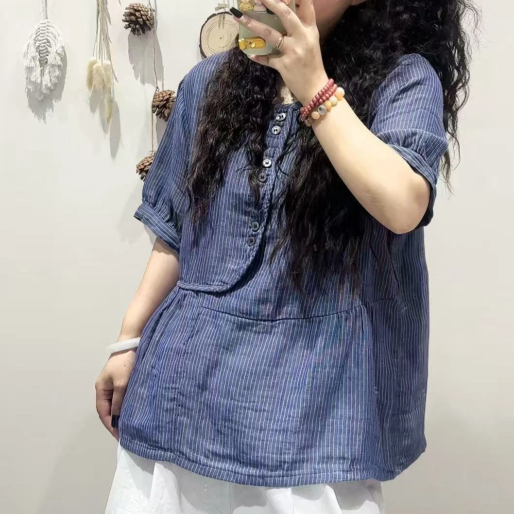 13605新款夏季休闲减龄宽松显瘦气质文艺衬衫