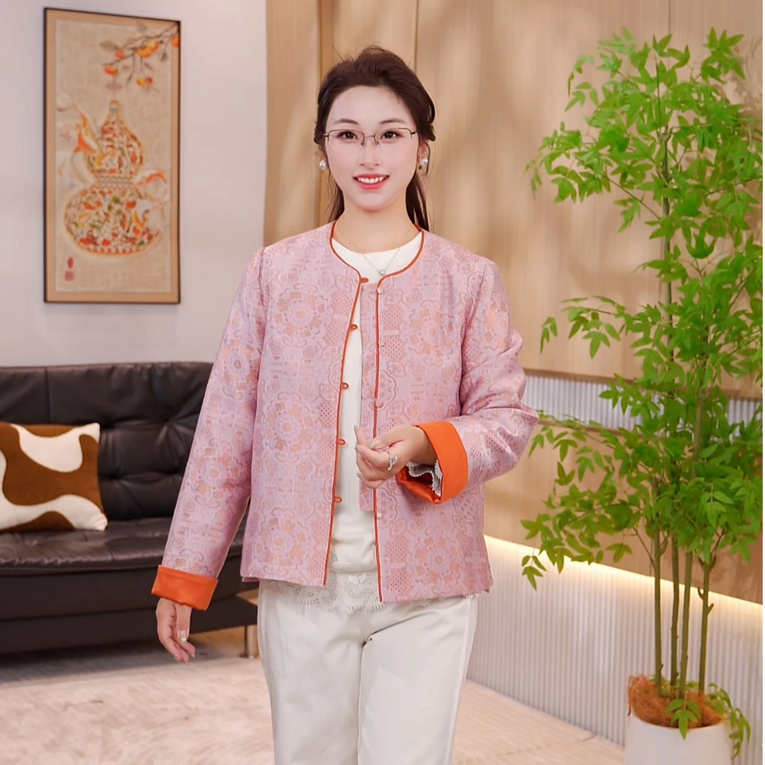 JE冬季羽绒服新中式女装外套三合一90白鹅绒宋锦可拆卸内胆JX0212
