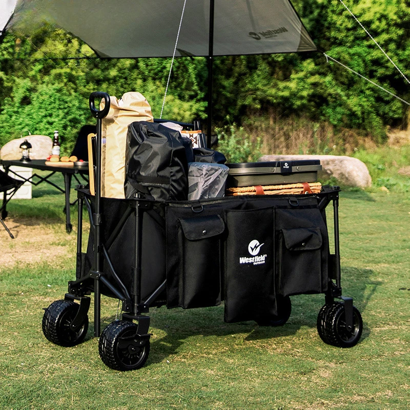 外出游玩聚会露营车摆摊折叠推车大号营地车野营拖车户外野餐车子