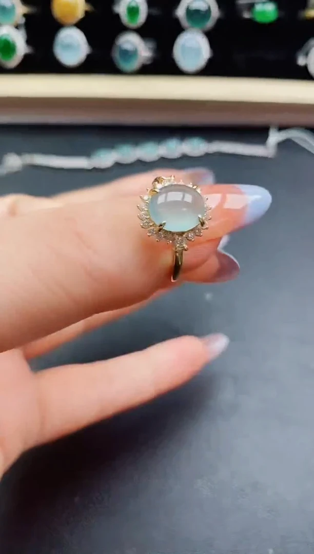 翡翠戒指银S925镶嵌31232