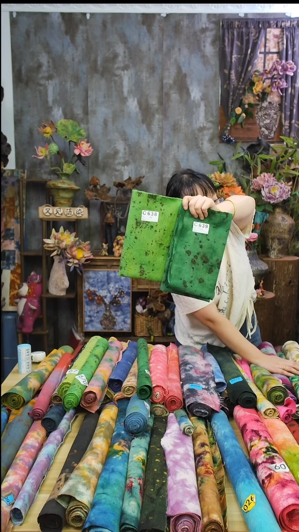 棉手工植物染老土布140