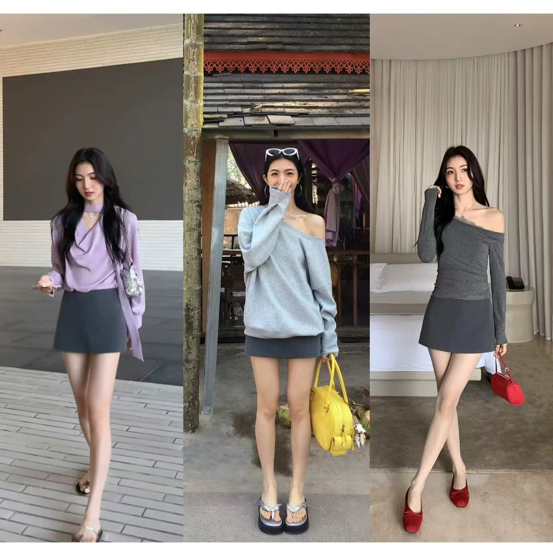 1708韩理韩气~好显瘦！高腰百搭短裙