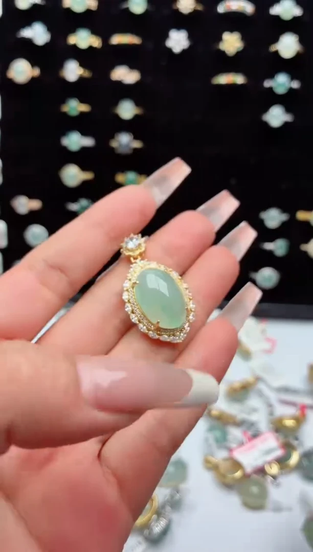 吊坠(不含链)银S925镶嵌翡翠.