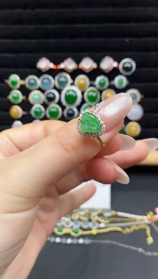 银S925镶嵌戒指翡翠111