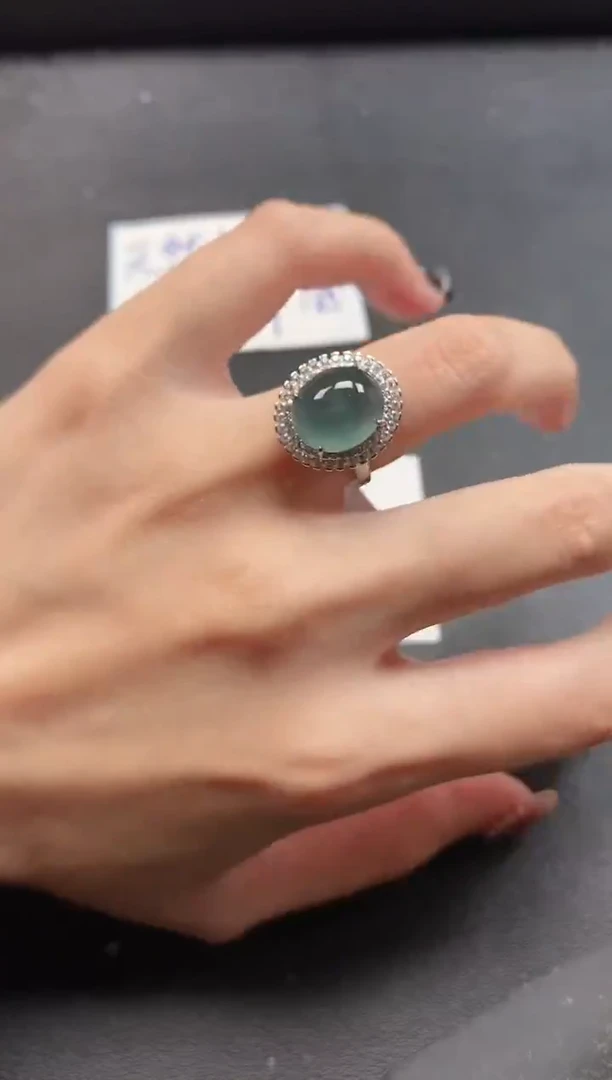 银S925镶嵌戒指翡翠15511