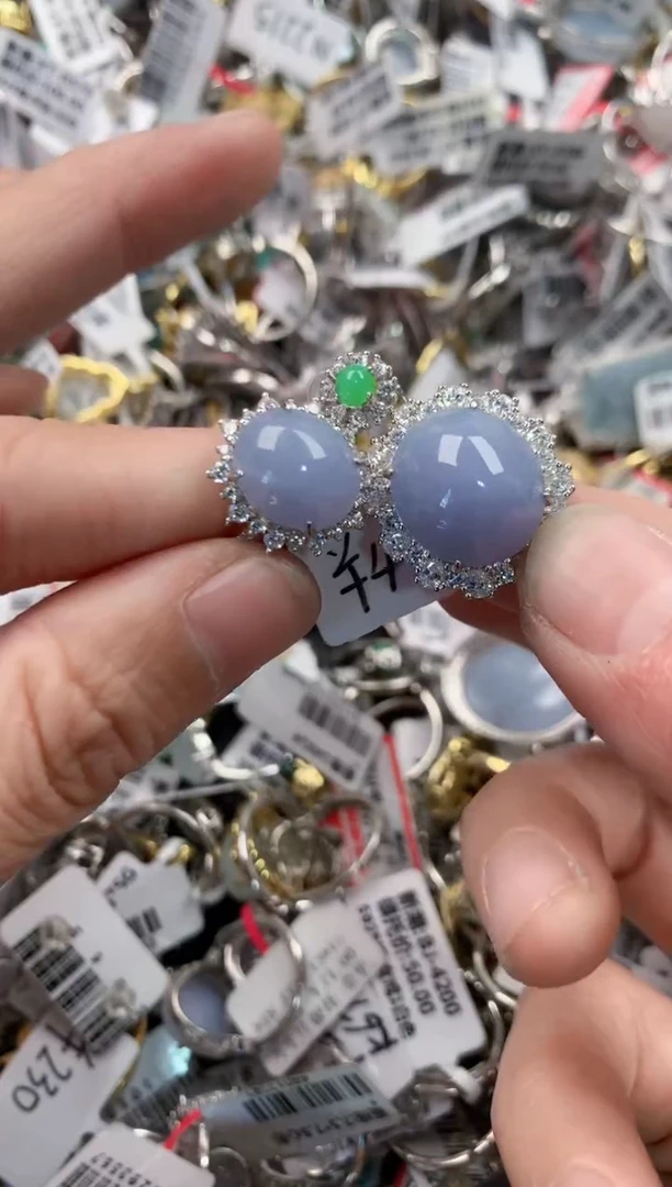 银S925镶嵌戒指翡翠9--7
