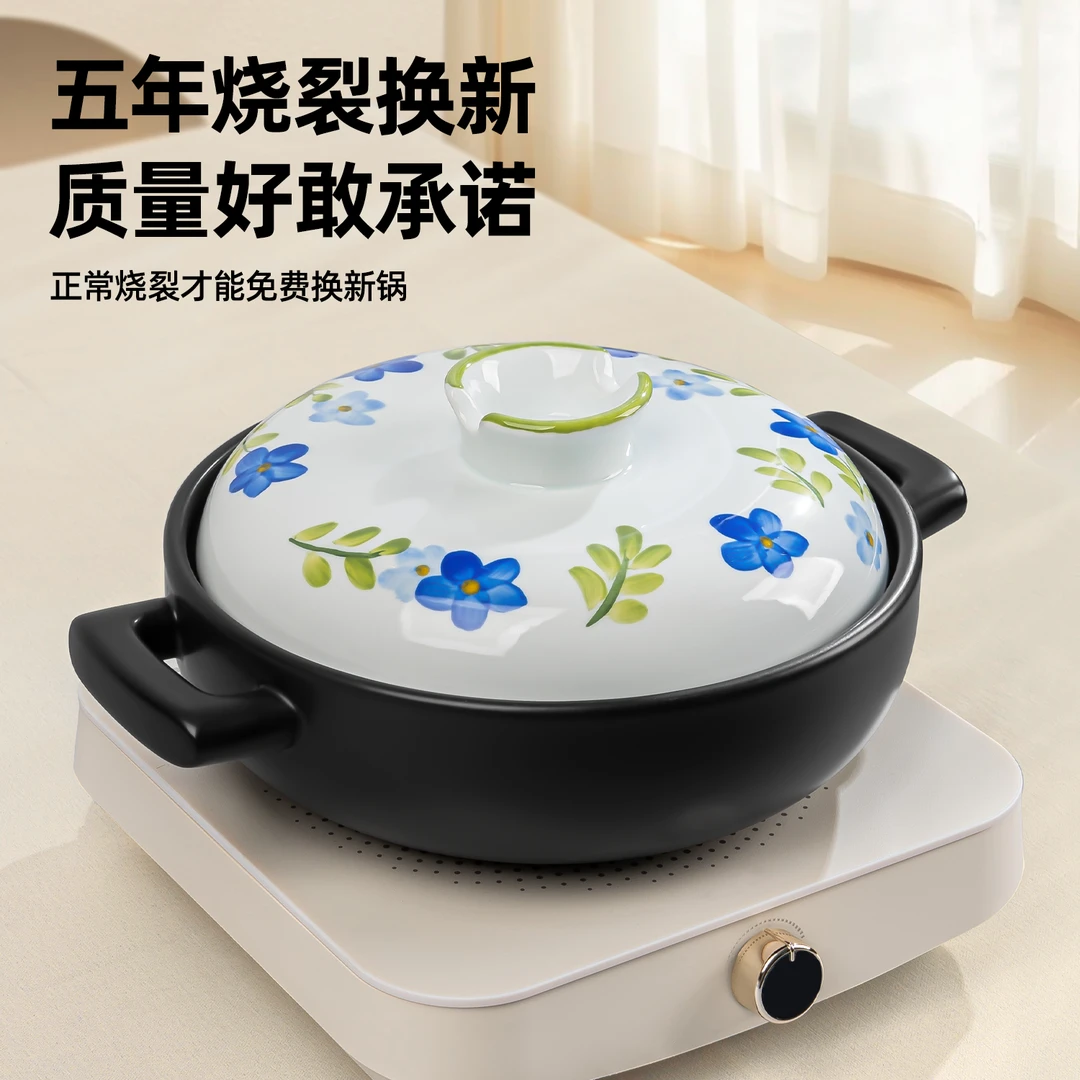 电磁炉砂锅家用防干烧正宗带盖沙锅煲仔饭专用耐高温双耳炖锅汤锅