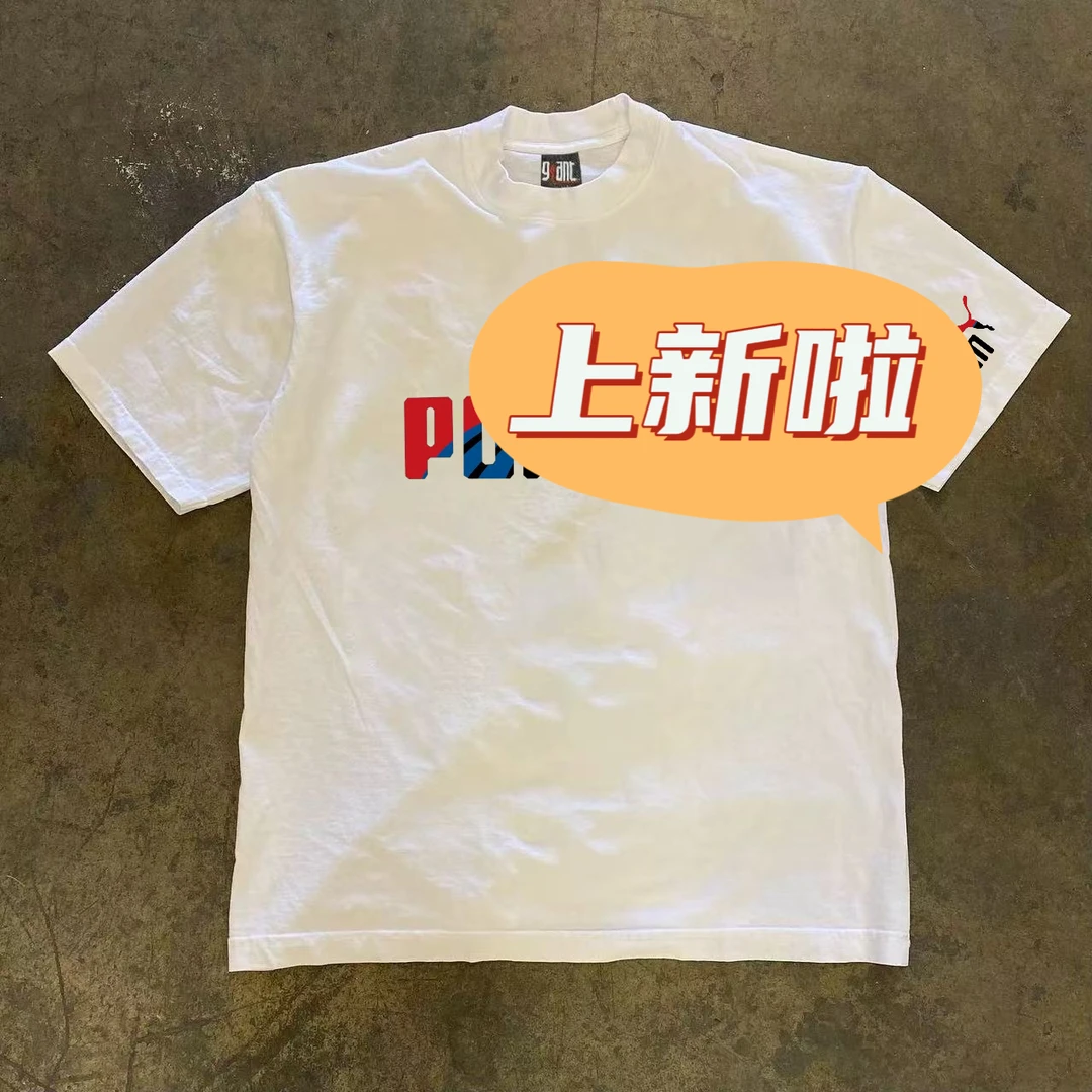 潮牌圆领t恤短袖男重磅纯棉印花字母体恤夏季新款潮流百搭上衣ins