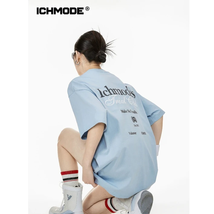 ICHMODE美式复古印花短袖T恤2025年新款夏季潮流宽松半袖上衣女