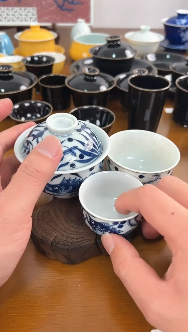 【闪购商品】照夜白青花鱼藻套组加小客杯