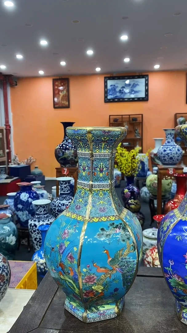 摆件天蓝六方33*18+旋转底座