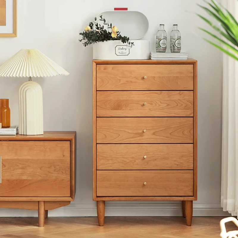 北美红橡木实木五斗柜北欧抽屉柜简约客厅储物柜卧室收纳柜全实木