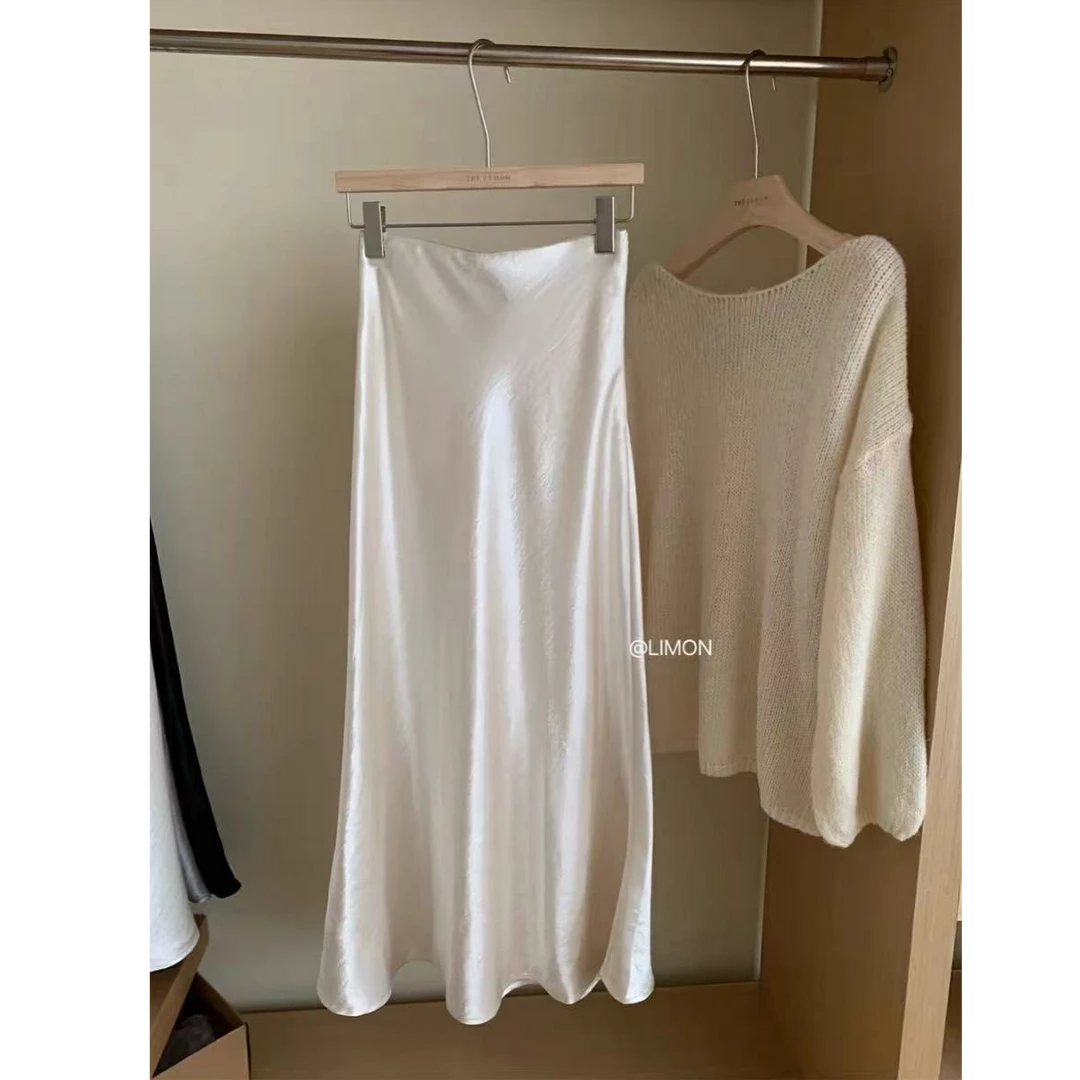 修身时尚简约高品质半身裙法式缎面醋酸裙A字版