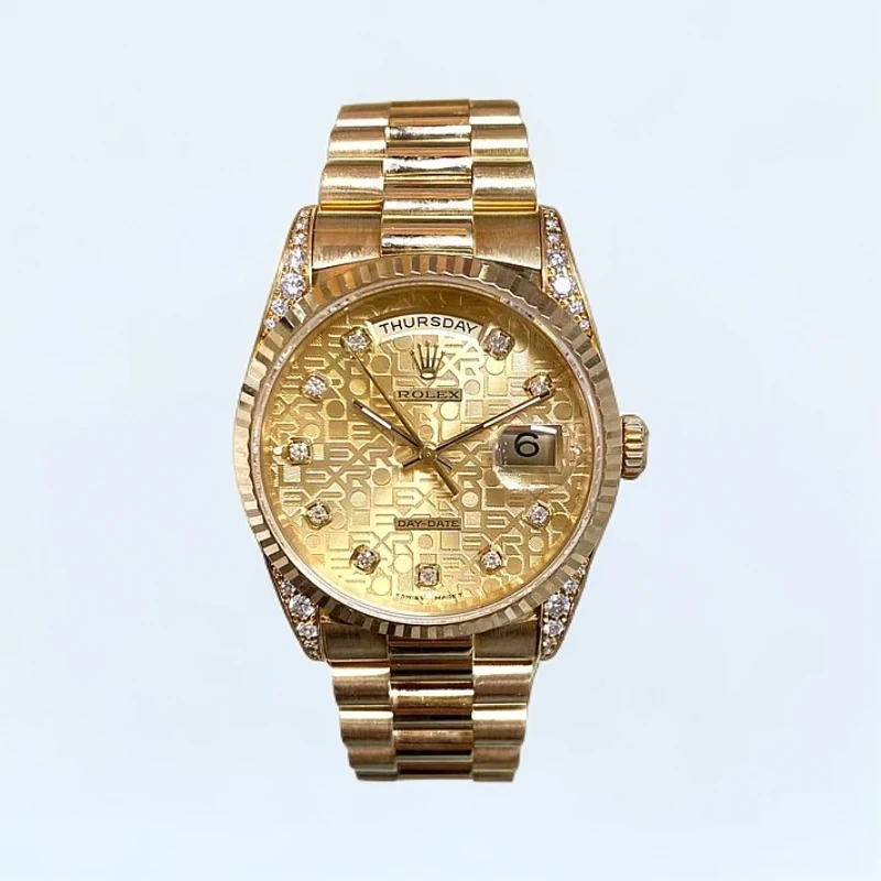 99新  劳力士星期日历18338/哈馆/自动机械/全金原钻/36mm