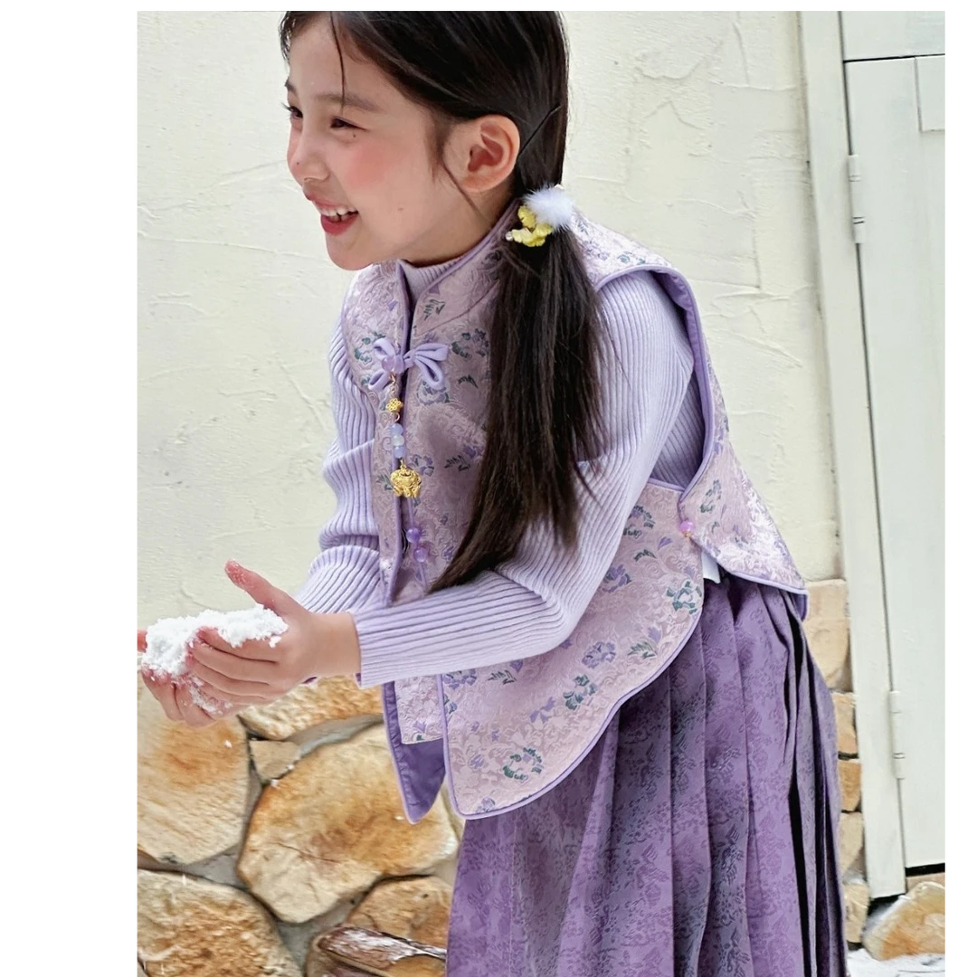 女童新中式拜年服女宝过年国风改良复古旗袍马面裙儿童公主裙童装