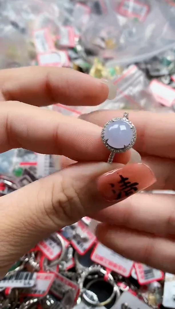 银S925镶嵌戒指翡翠天然A货缅甸翡翠