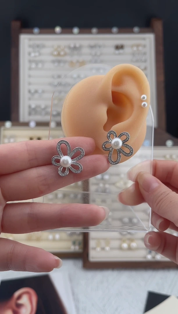 合金耳饰淡水珍珠15