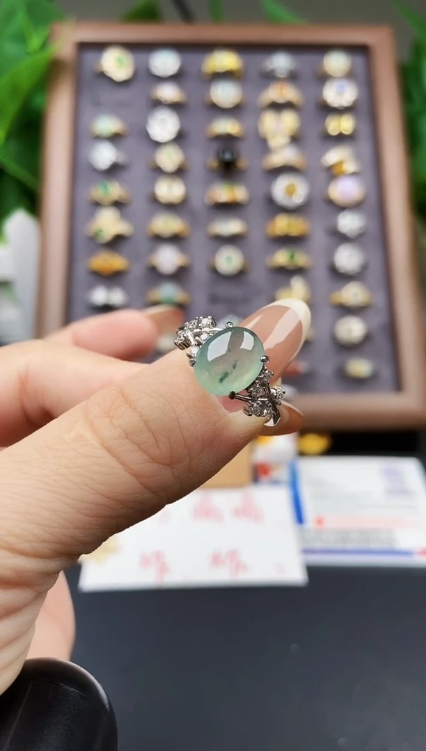 银S925镶嵌戒指翡翠12
