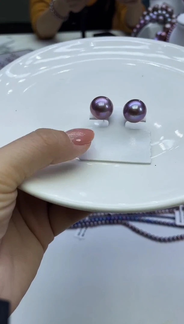 未镶嵌耳饰淡水珍珠紫色系耳饰