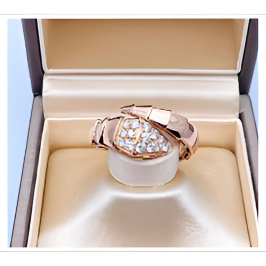 99新 BVLGARI/宝格丽 活动XF【小花念念】宽版蛇戒 18K玫瑰金 M码