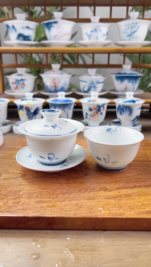 微瑕玉兰130ml三才盖碗+主人君杯