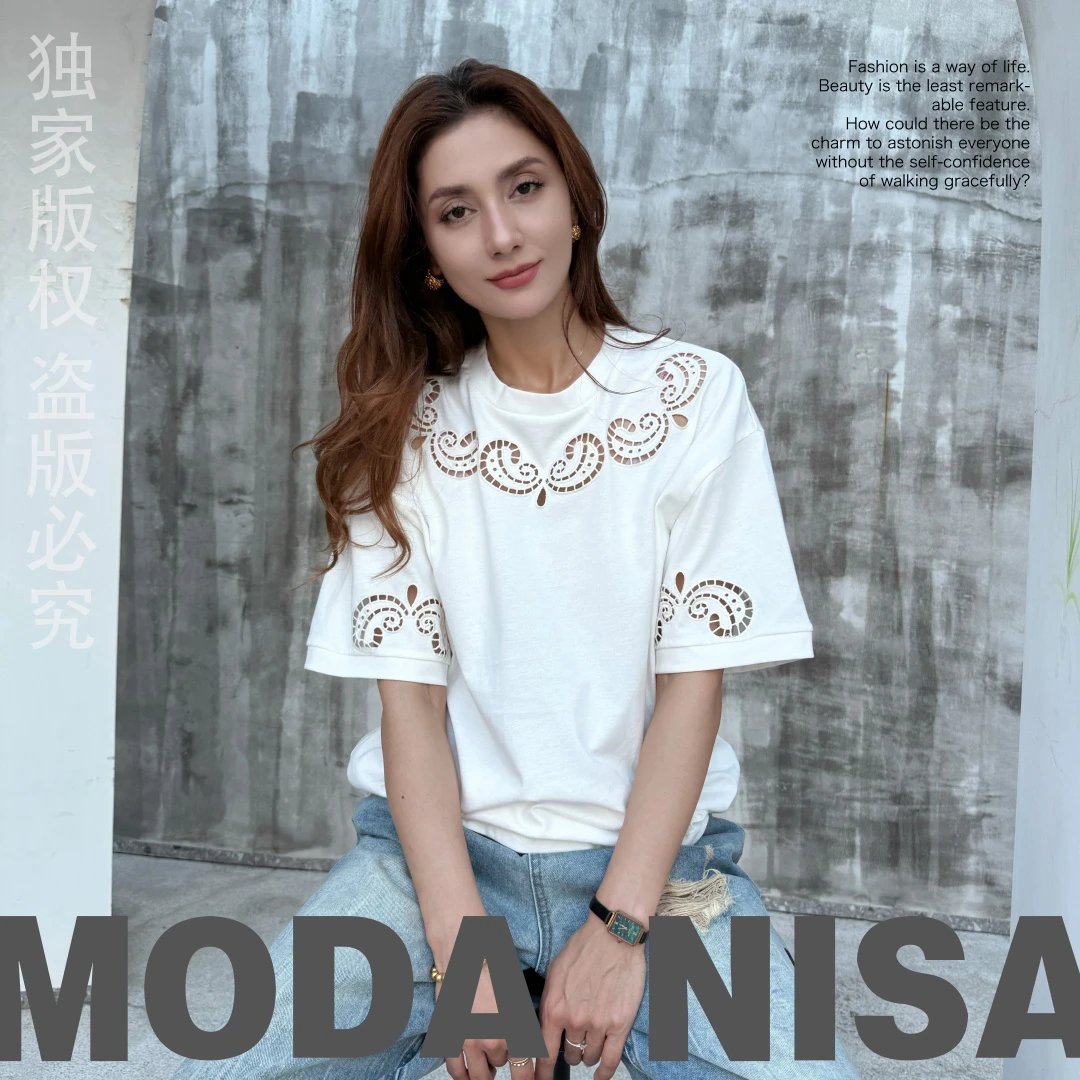 爆款缕空国风T恤短袖高品质重磅款2027#