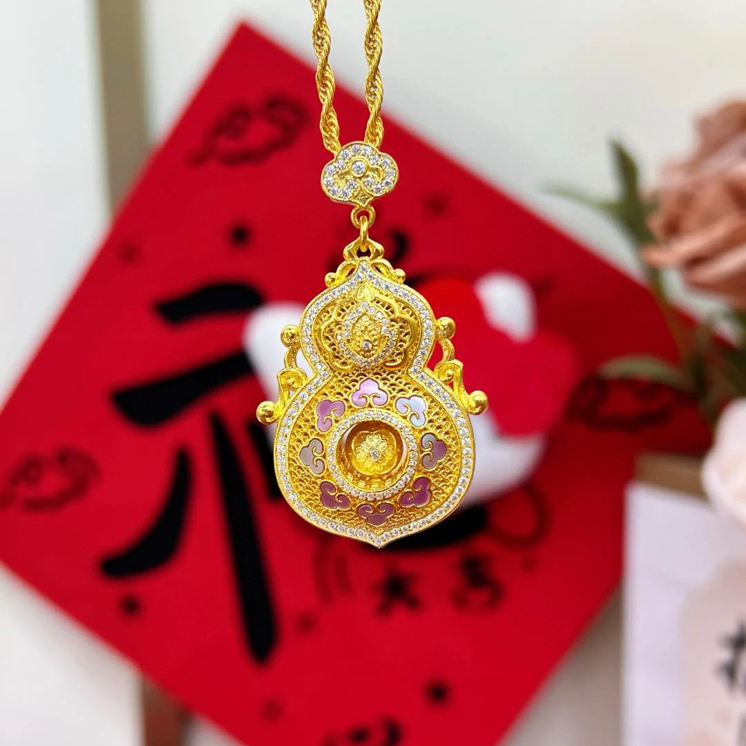 【人生四美螺钿吊坠】足金999纯黄金真金古法工艺镂空小清新