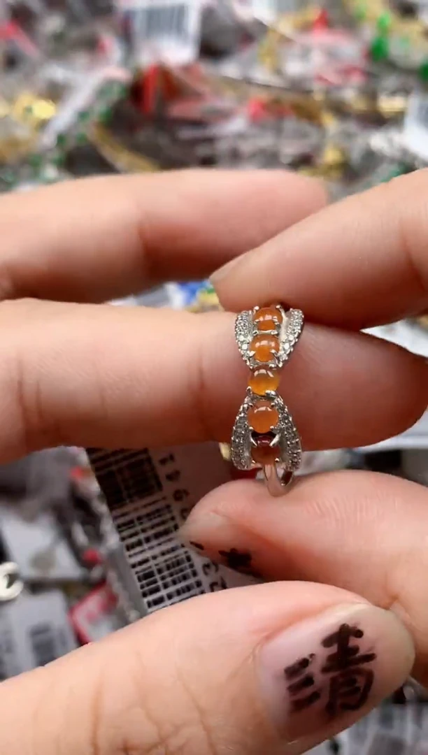 银S925镶嵌戒指翡翠天然A货缅甸翡翠