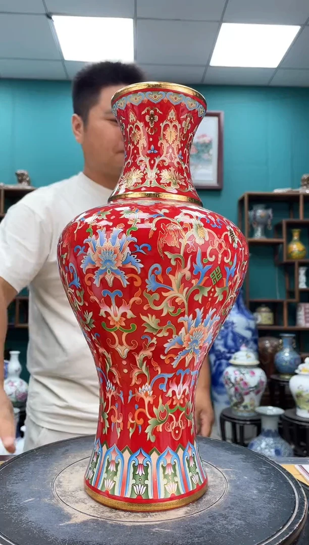 摆件描金红鱼尾陶瓷摆件