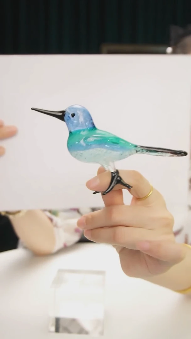 琉璃博山琉璃手工小蜂鸟摆件