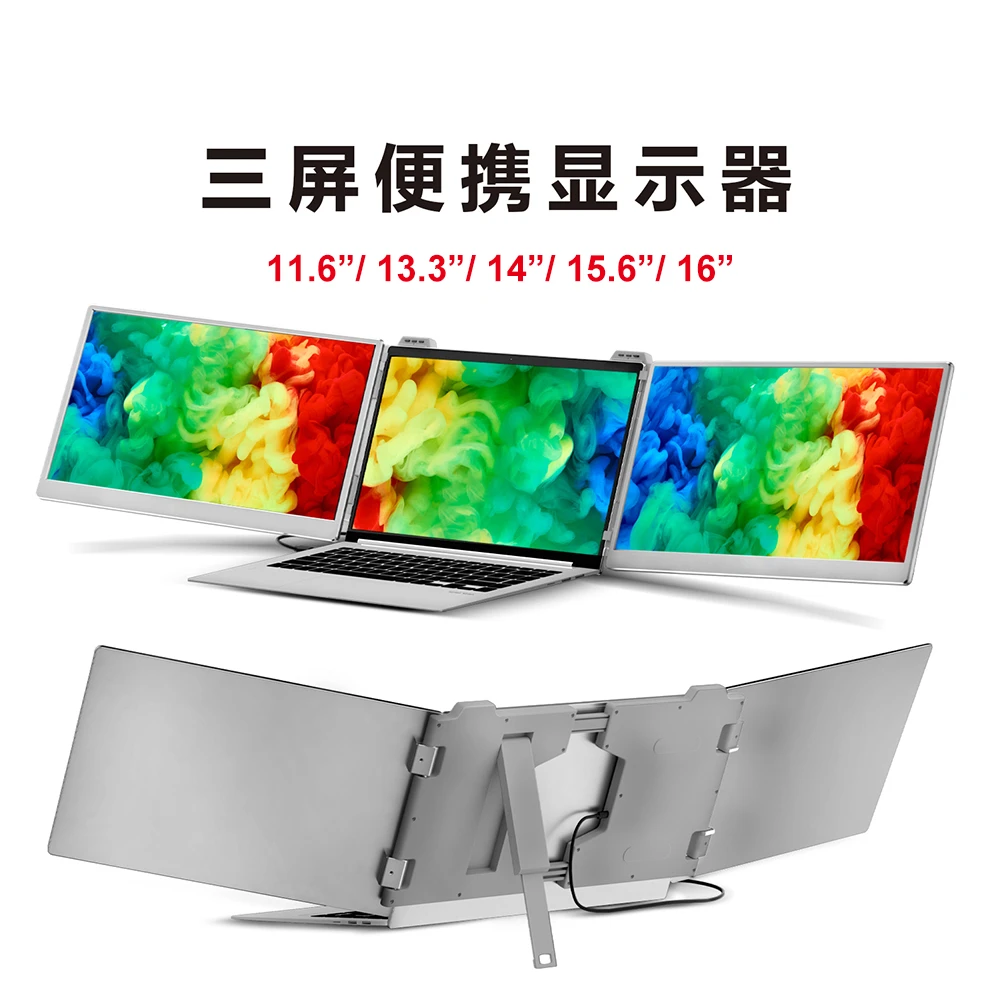 15.6寸typec一线通三屏同显笔记本扩展屏便携式显示器炒股设计图