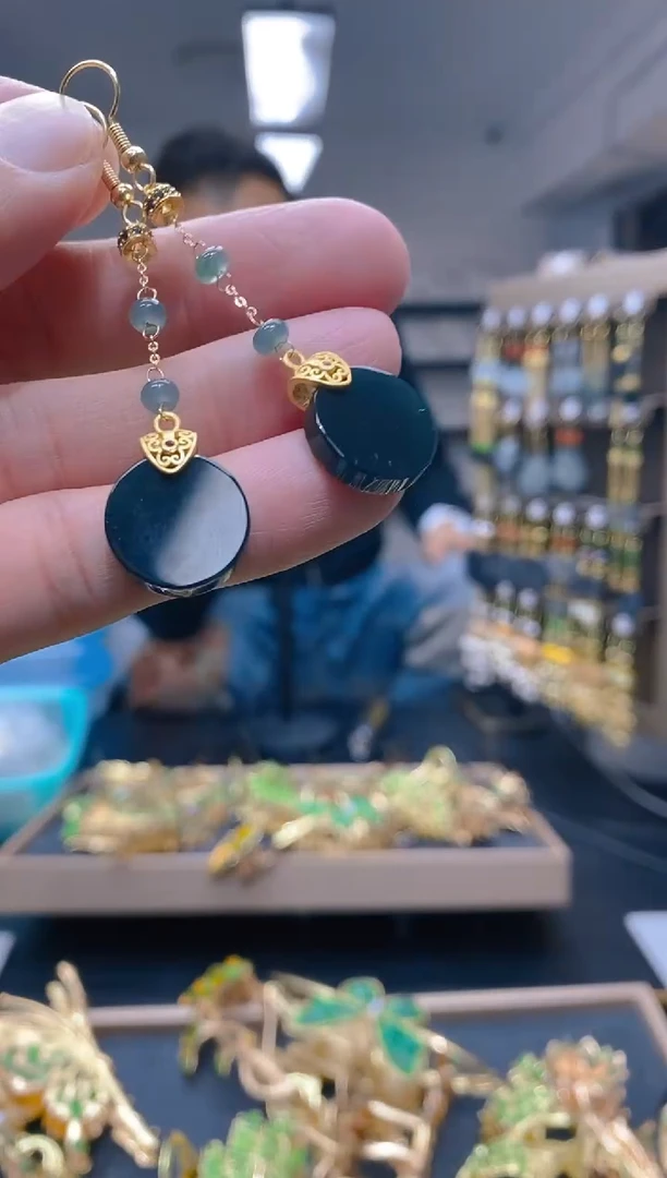 【闪购商品】翡翠耳饰合金57翡翠耳钩
