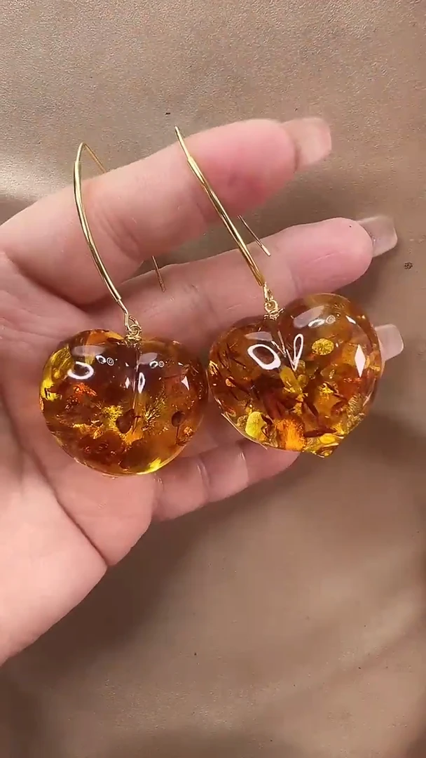 琥珀颈饰未镶嵌耳环